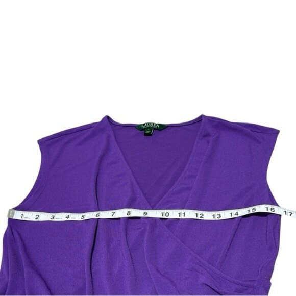 Lauren Ralph Lauren Purple Sleeveless Wide Leg Jumpsuit Size L Stretch Belted - Picture 5 of 9